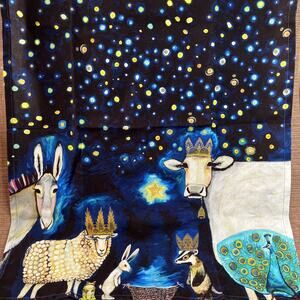 GreenBox Art Holiday Animal Nativity Tea Towel – Cathy Walters – 100% Cotton-NWT